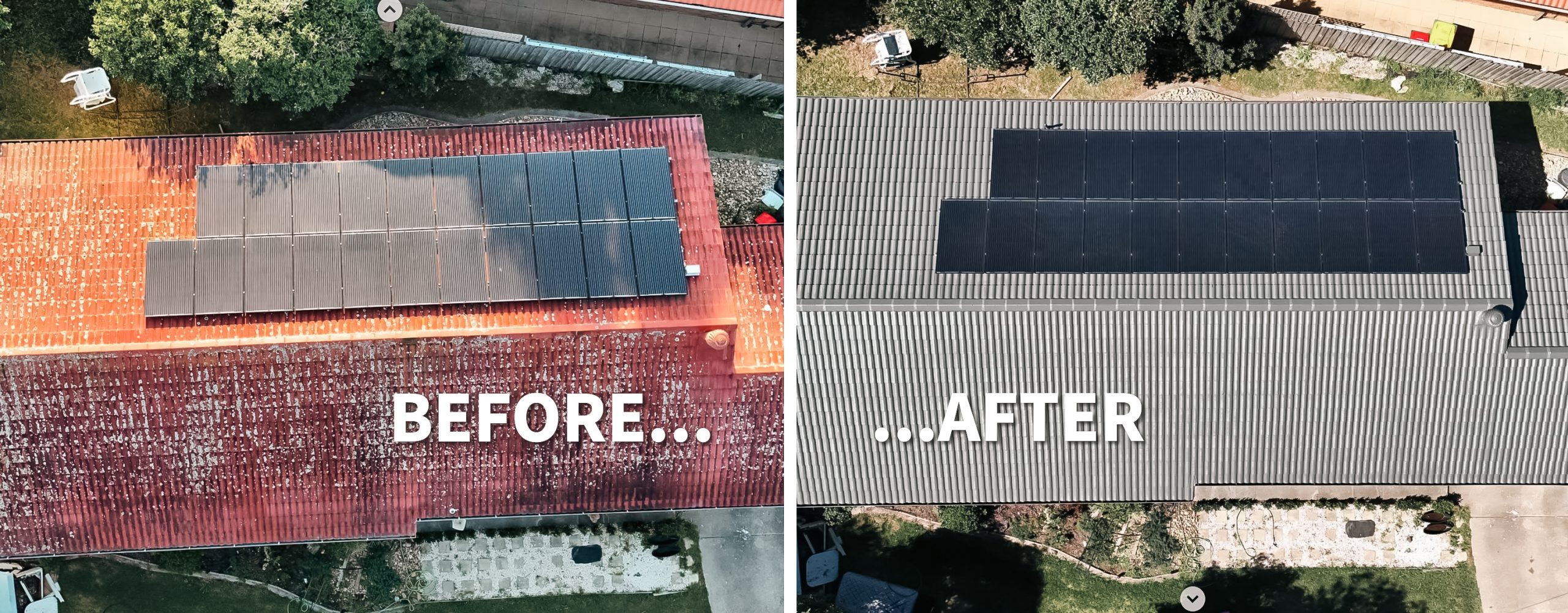 Before and after shots of repairs and restorations of roofs across Bairnsdale and East Gippsland